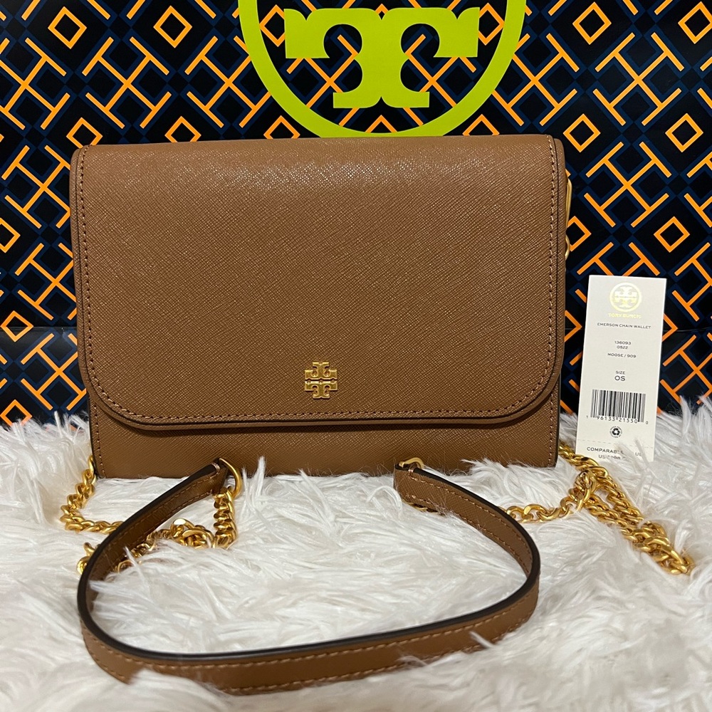 NWT Authentic Tory Burch Chain Wallet Moose